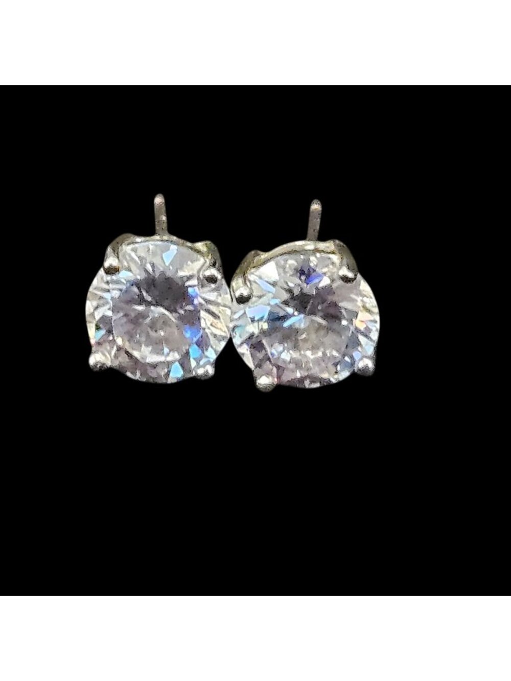 Clear Faceted Crystal Stud 925 Sterling Silver Post Pierced Earrings